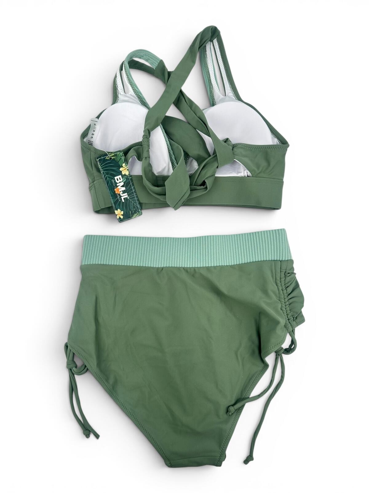NWT Olive Green Ribbed High Waist Bikini Set XS-S - photo 4