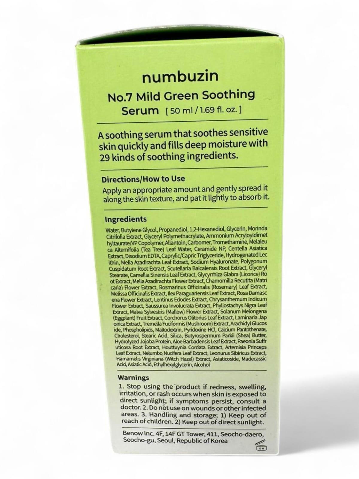 Numbuzin No.7 Mild Green Soothing Serum 50ml Sensitive Skin K-Be - photo 2