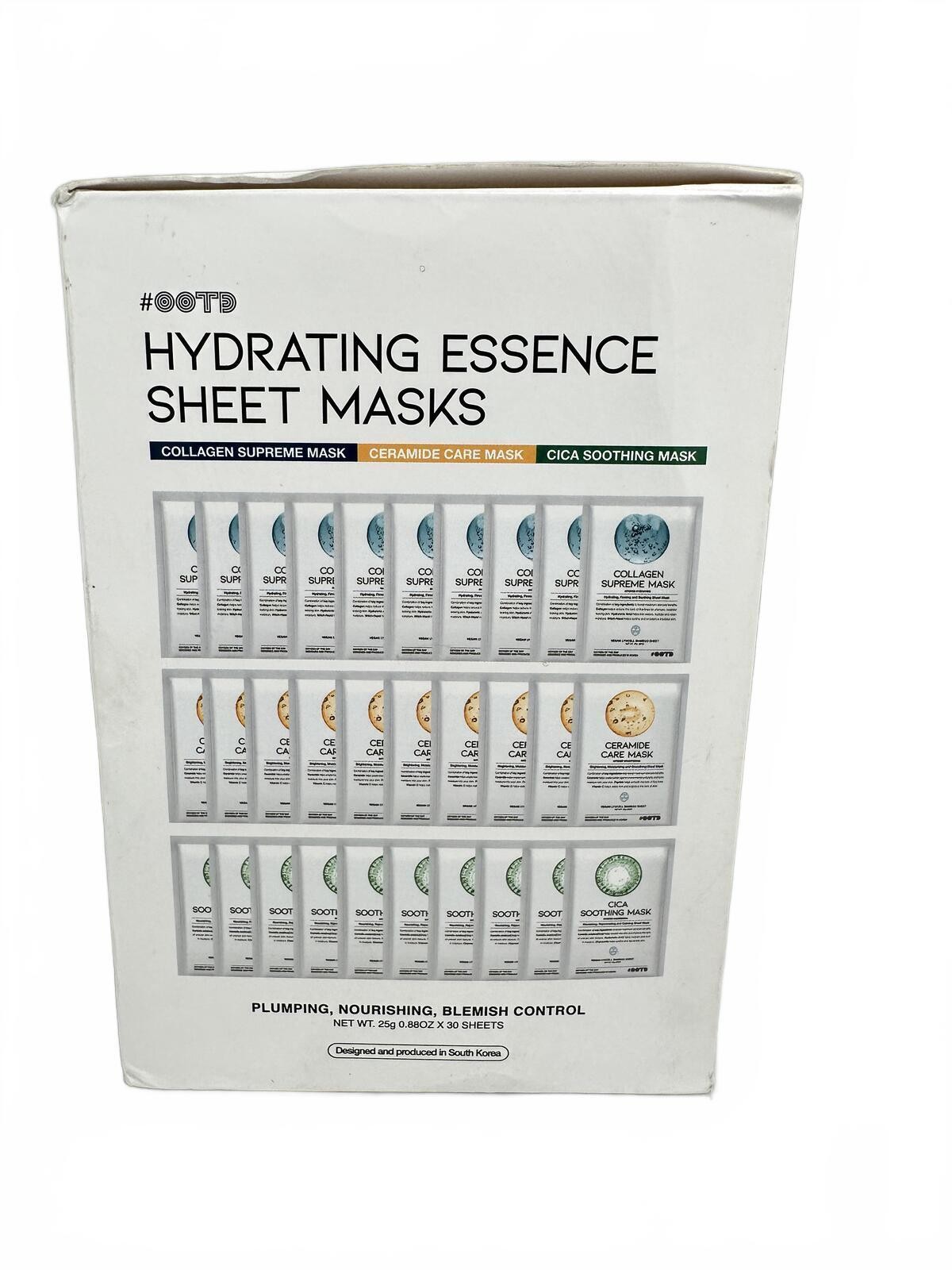 OOTD Hydrating Essence Sheet Masks 30 Pack Collagen Ceramide Cic - photo 2