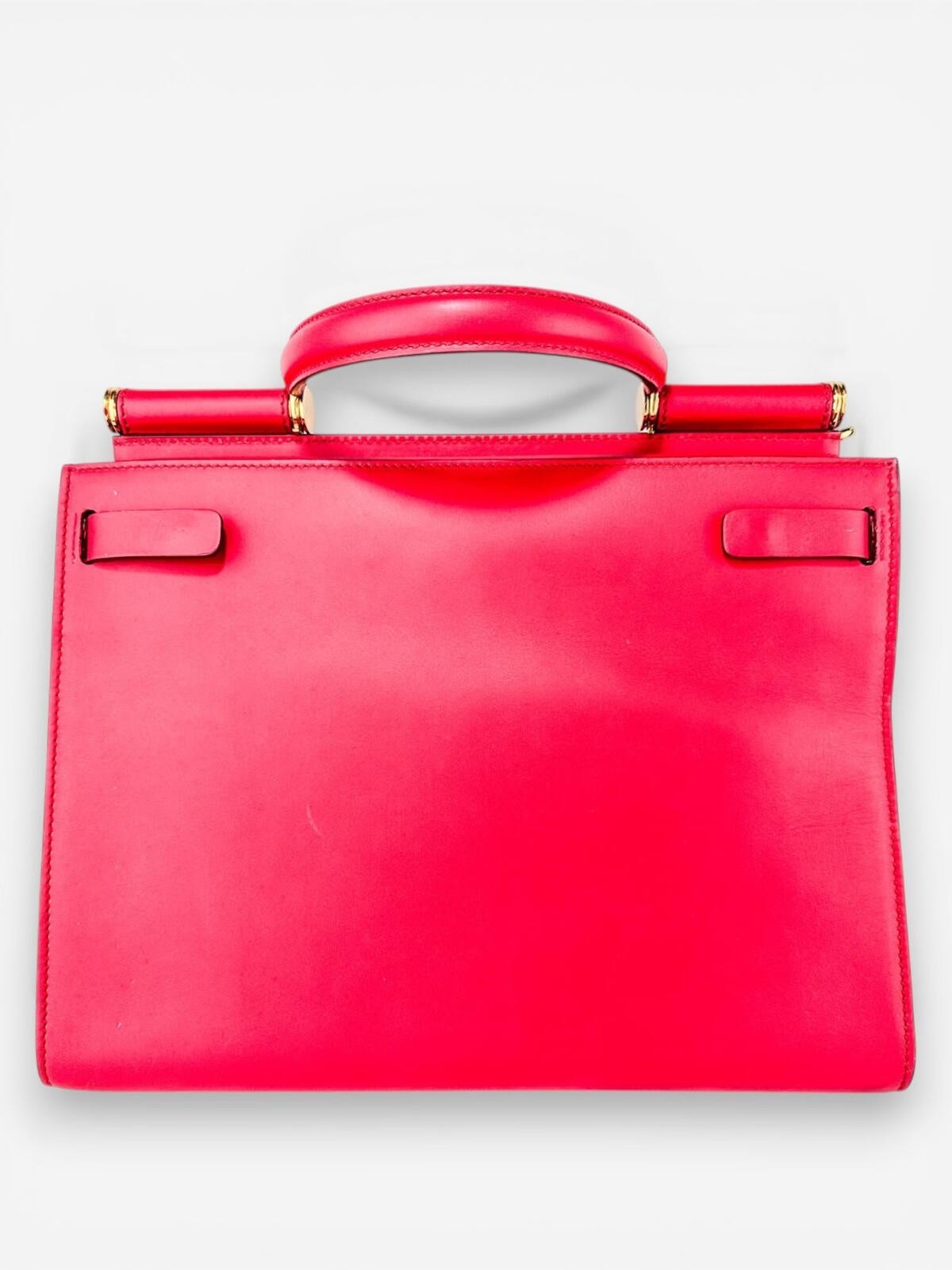 Dolce & Gabbana Sicily 62 Red Calfskin Top Handle Bag Gold Hardw - photo 3