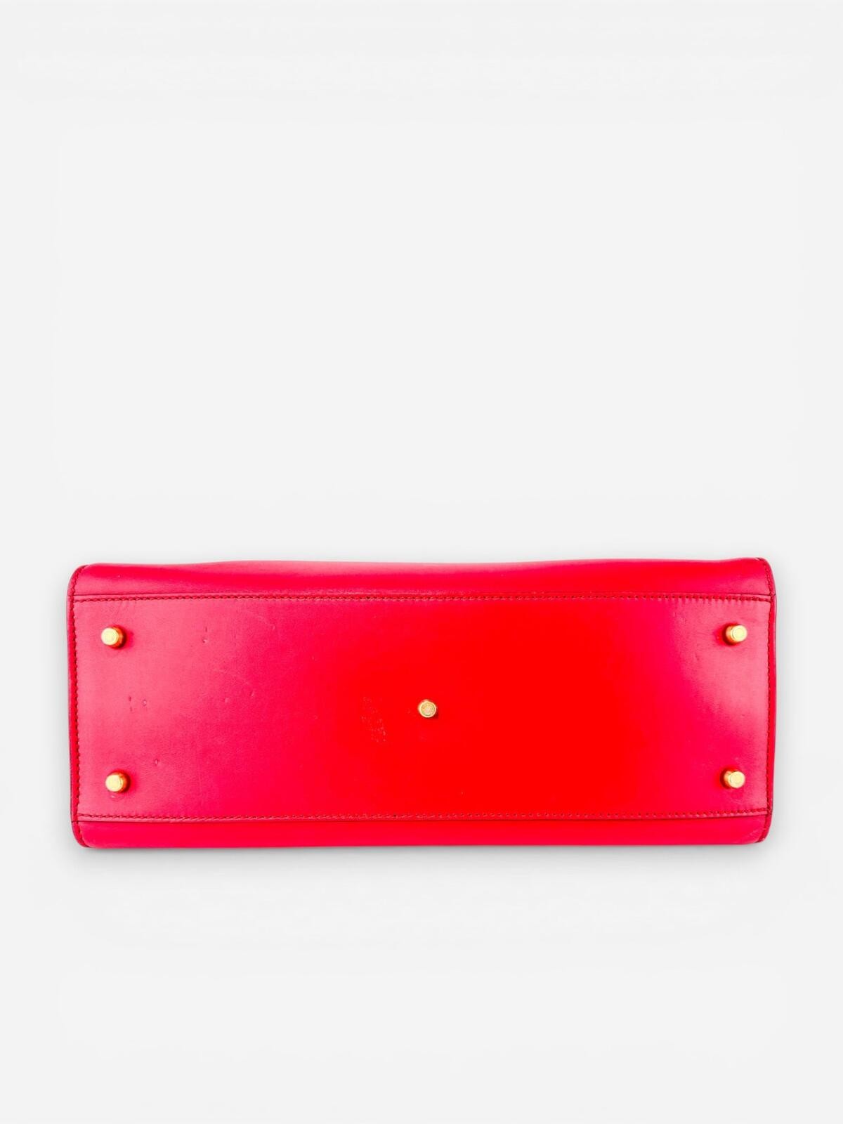 Dolce & Gabbana Sicily 62 Red Calfskin Top Handle Bag Gold Hardw - photo 4