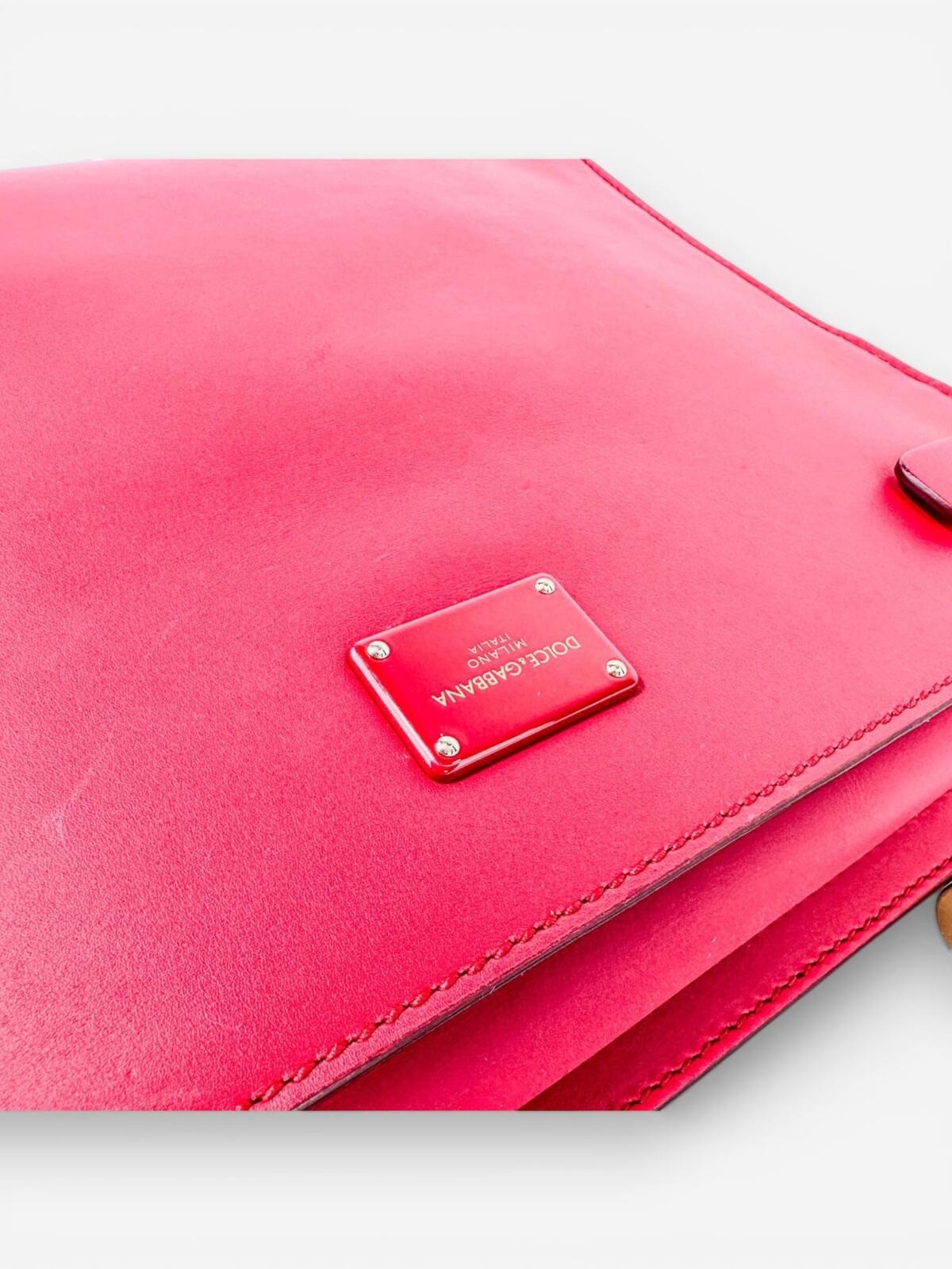 Dolce & Gabbana Sicily 62 Red Calfskin Top Handle Bag Gold Hardw - photo 5
