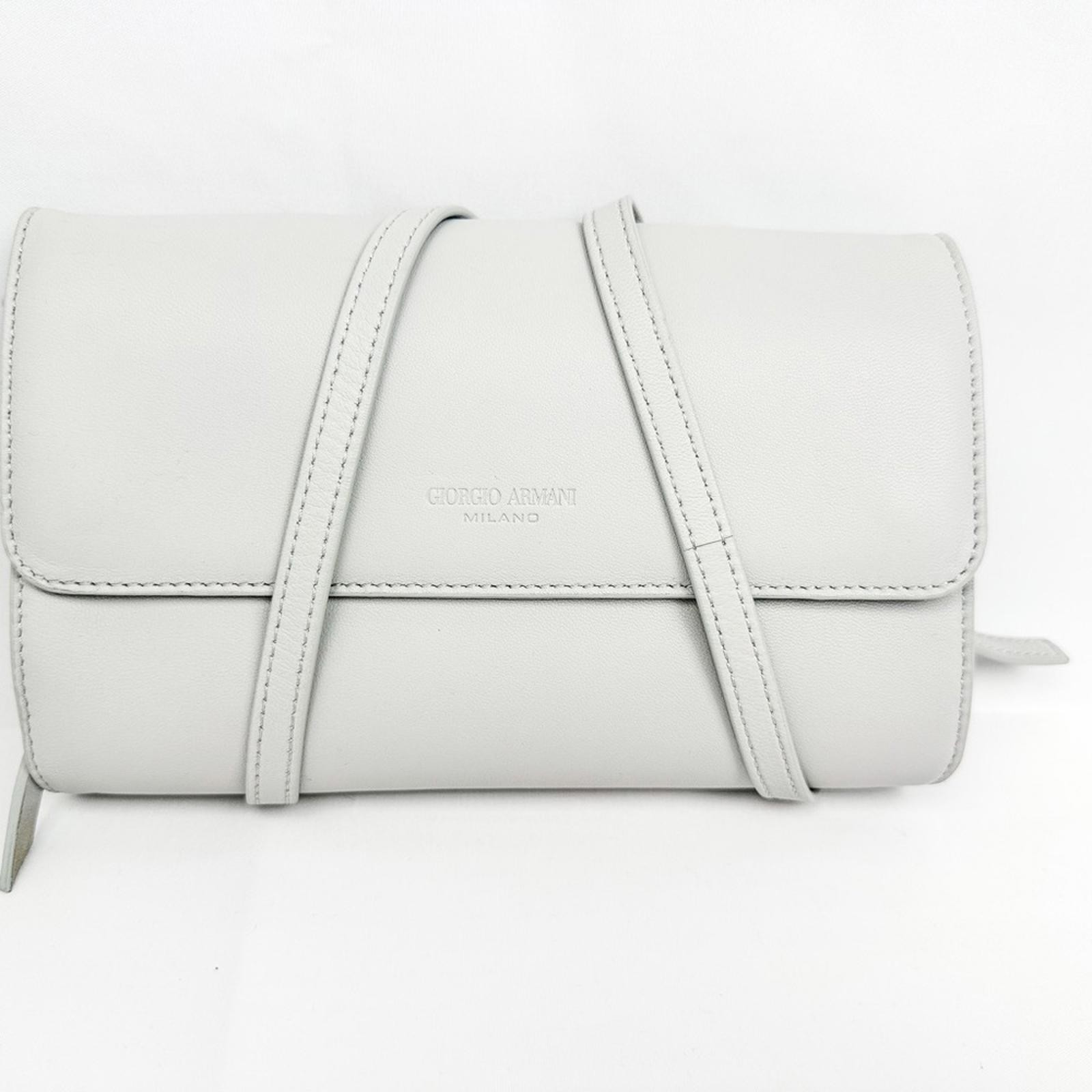 Giorgio Armani Leather Convertible Wallet with Strap Crossbody L