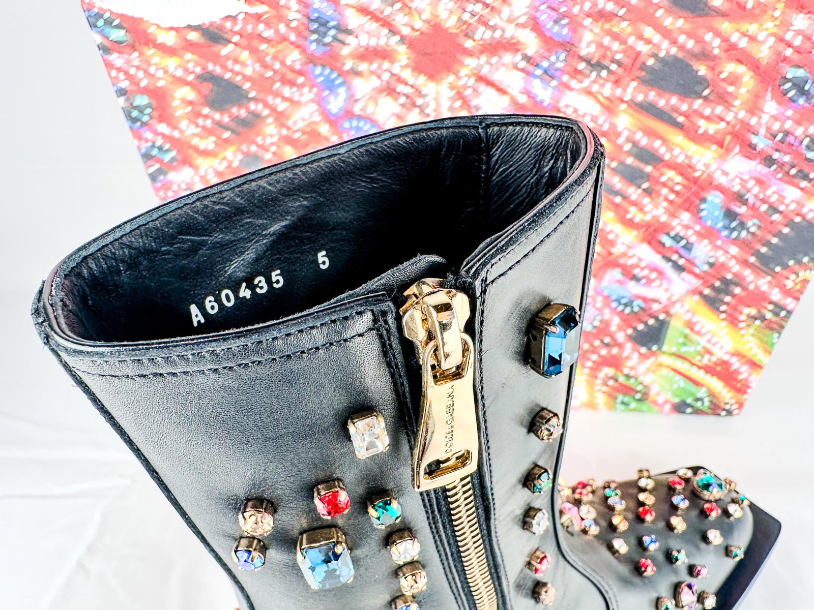 Dolce & Gabbana Crystal Western Cowboy Boots Black Leather Men E - photo 3