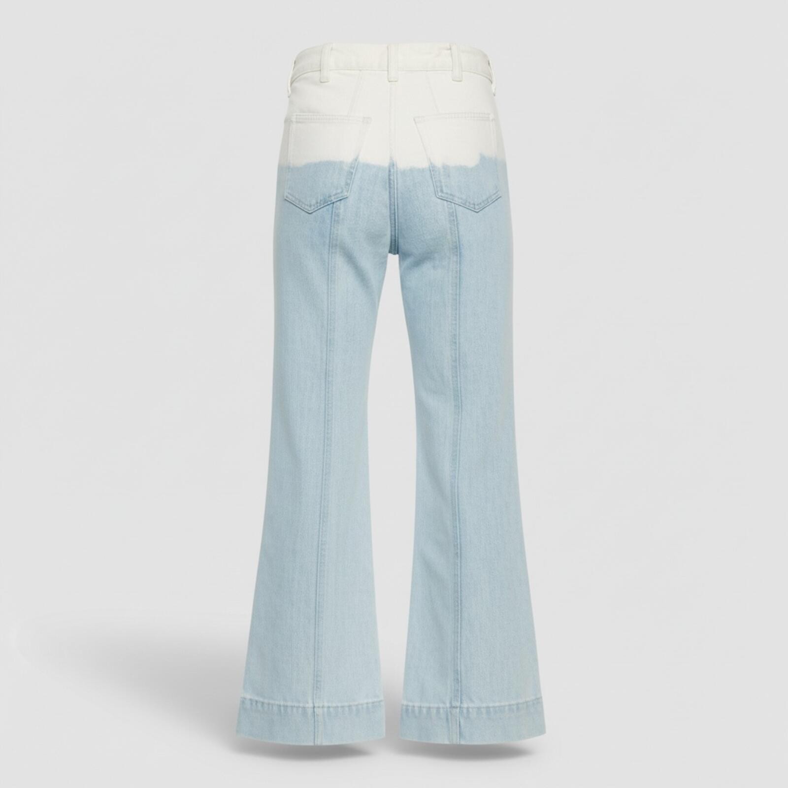 Ulla Johnson Dip-Bleach Wide Leg Cropped Jeans Blue Beige XS - N - photo 2
