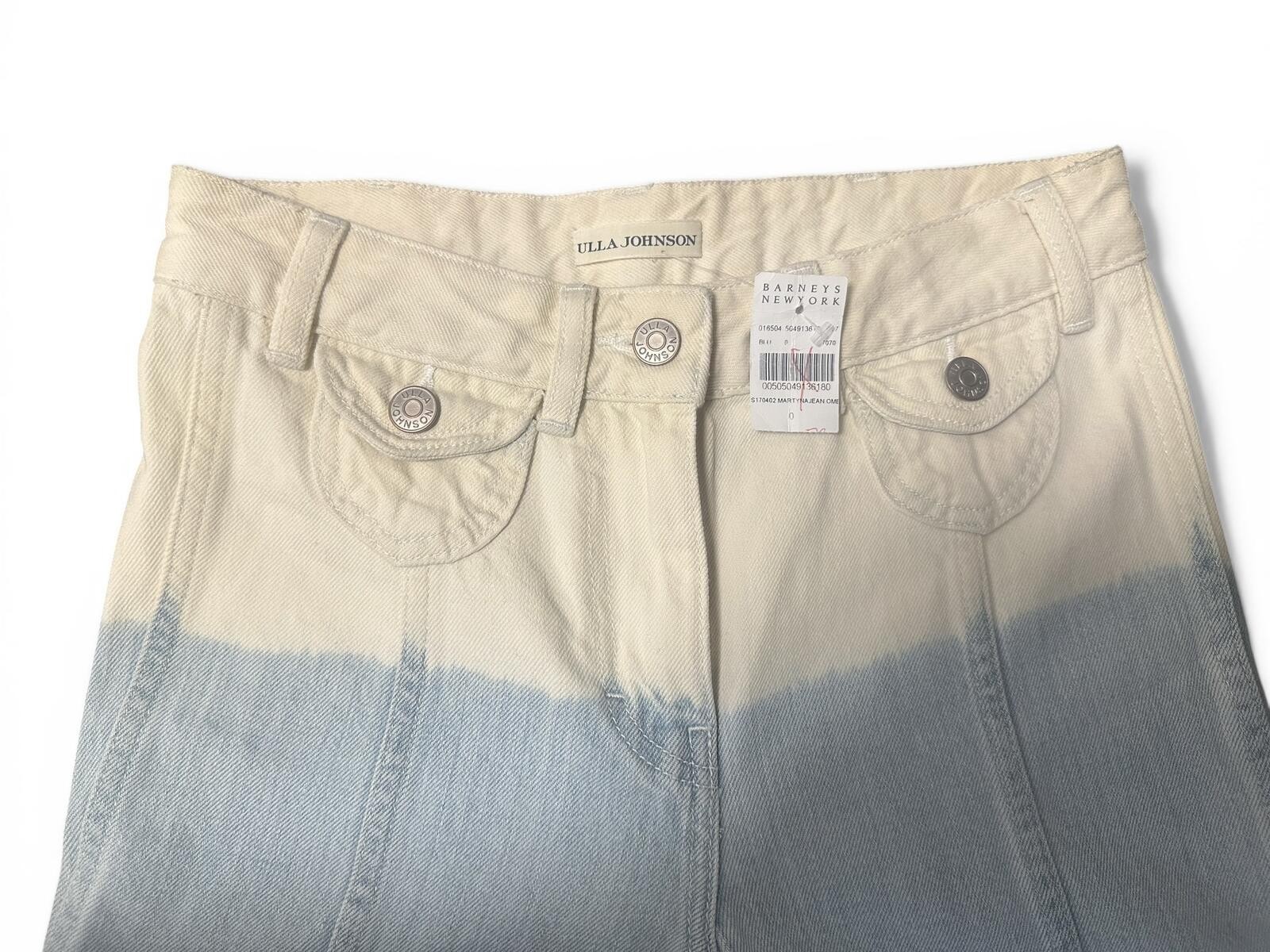 Ulla Johnson Dip-Bleach Wide Leg Cropped Jeans Blue Beige XS - N - photo 5