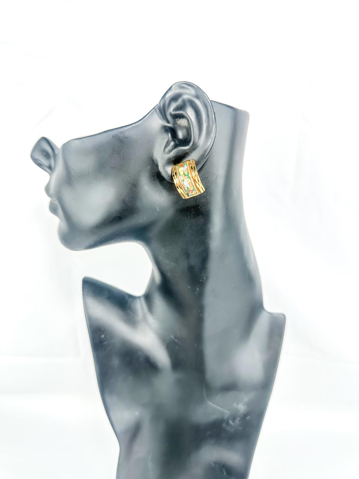 Hermès Vintage Enamel Bird Clip-On Earrings – Gold Plated