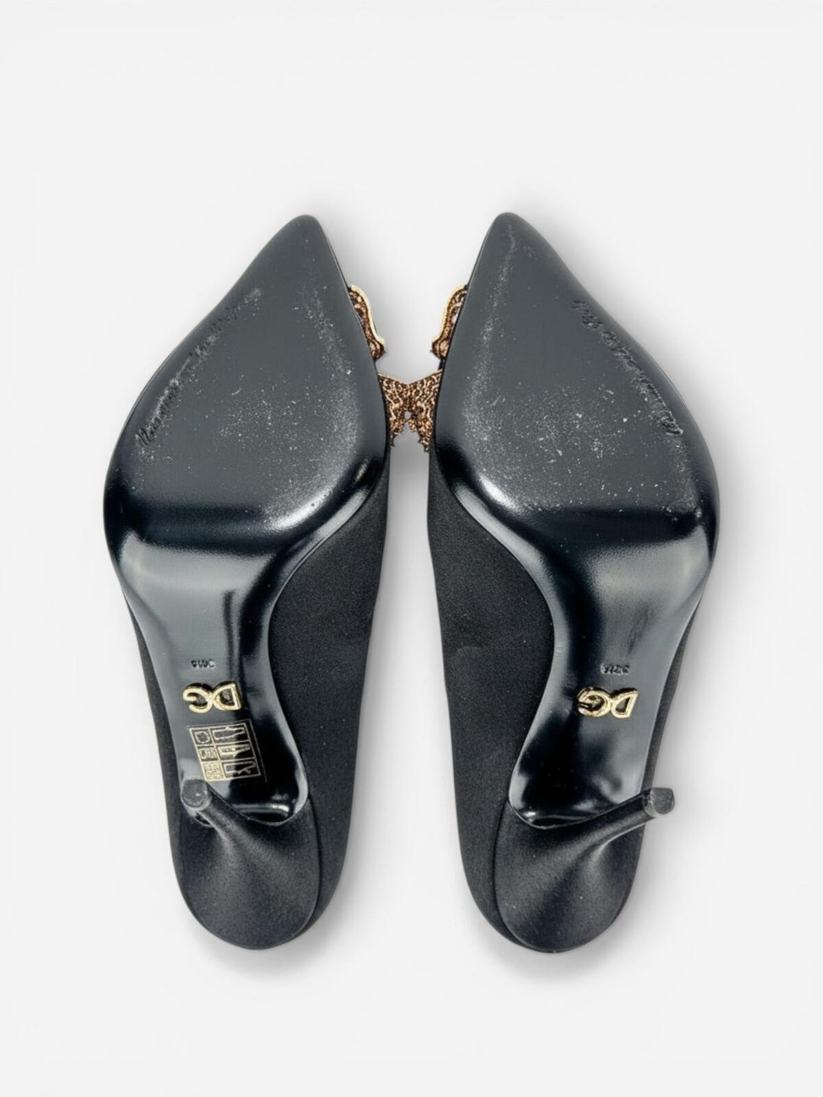Dolce & Gabbana Crystal Bow Satin Pumps Black US 6.5 - photo 5