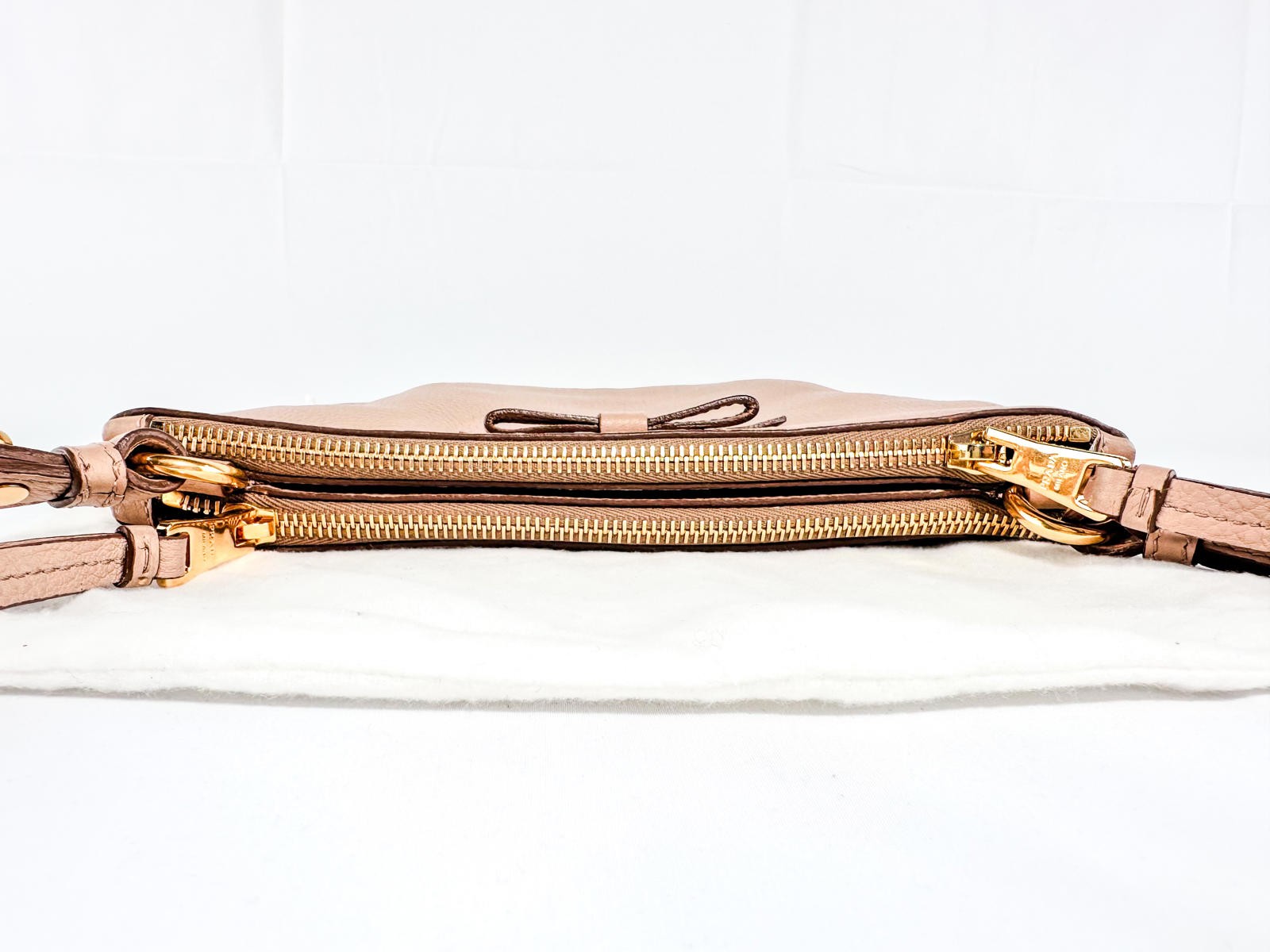 Prada Vitello Phenix Double Zip Crossbody Bag Cammeo Beige Leath - photo 3