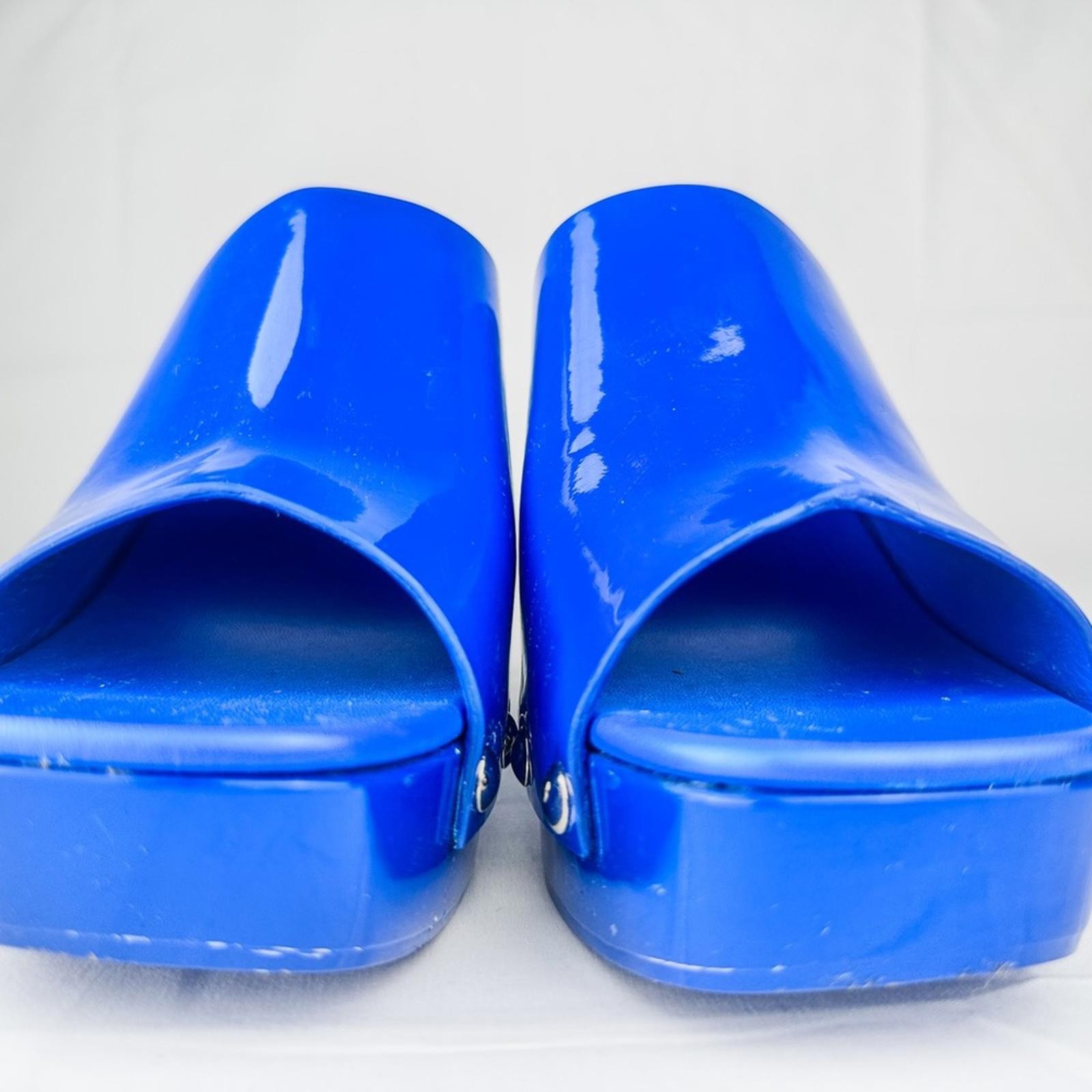 Dolce & Gabbana Blue Patent Leather Studded Platform Clog Mules - photo 4