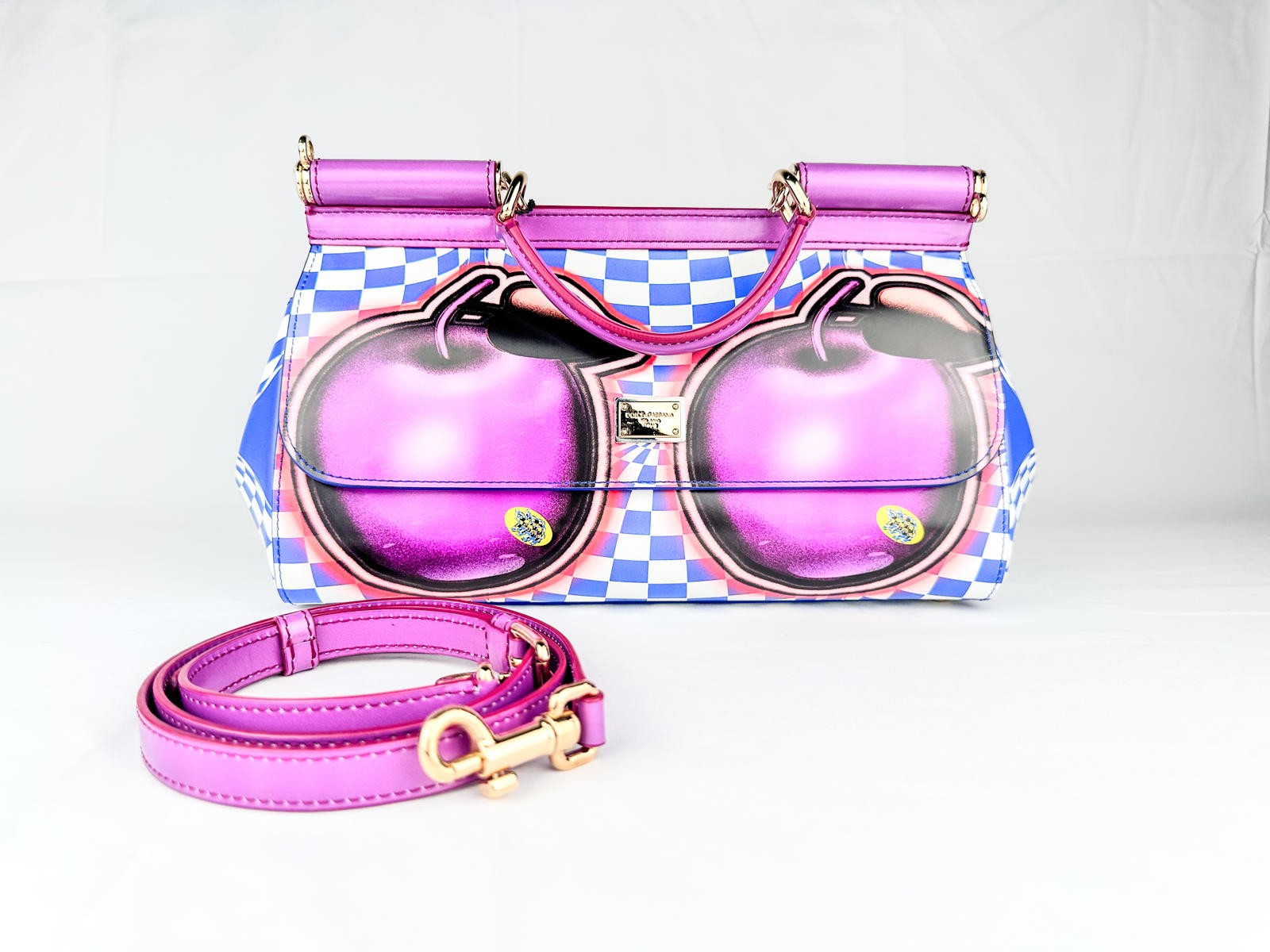 Dolce & Gabbana Sicily Medium Cherry Pop Art Leather Bag NWT + S