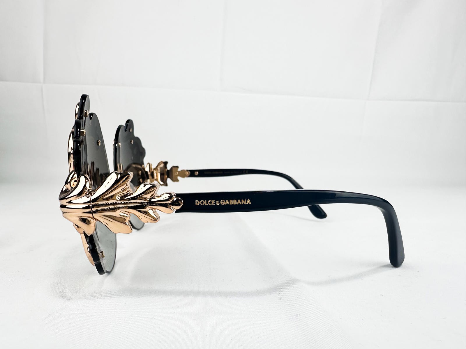 Dolce & Gabbana DG2195 Rimless Baroque Sunglasses Black Gold NWT - photo 4