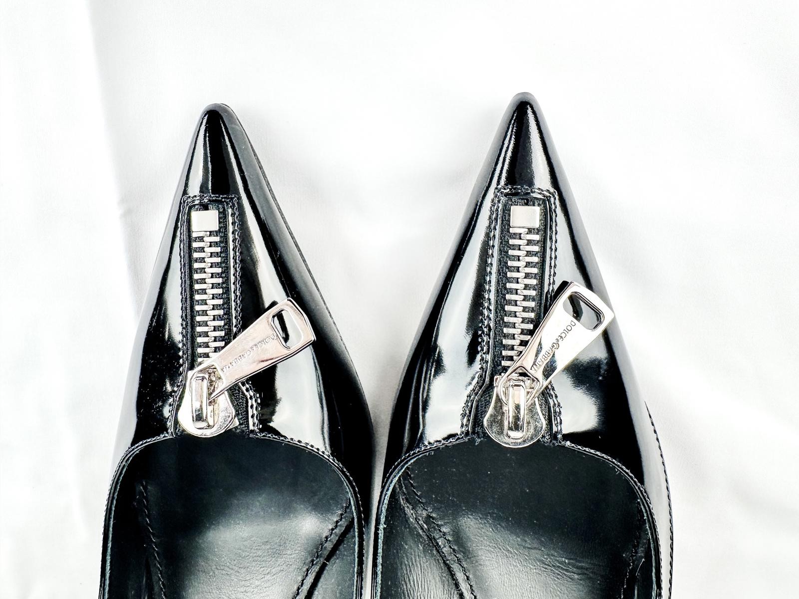 D&G Black Patent Pointed-Toe Slingback Heels - EU 39 - photo 4