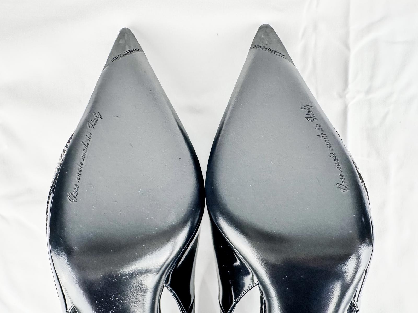 D&G Black Patent Pointed-Toe Slingback Heels - EU 39 - photo 5