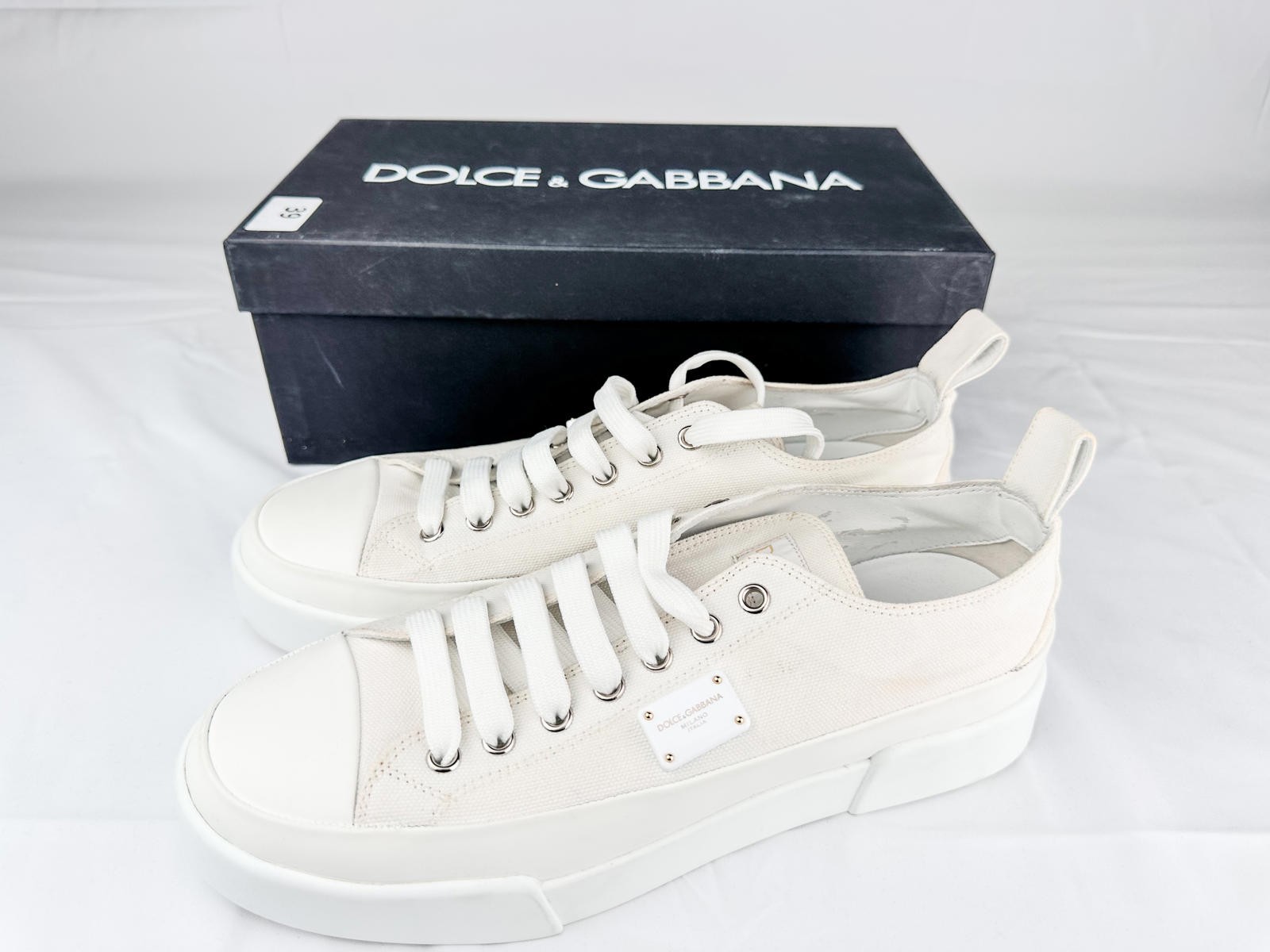 Dolce & Gabbana White Canvas Platform Low-Top Sneakers EU 40 / U - photo 5