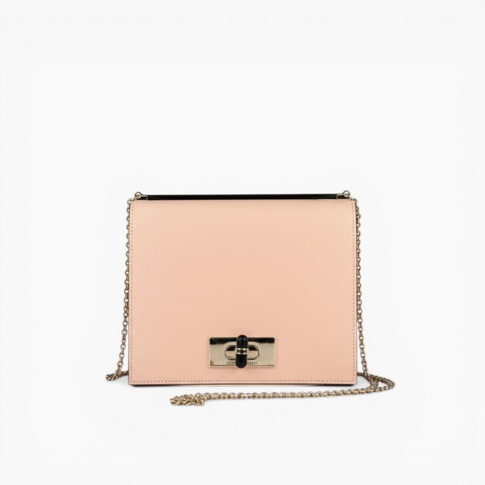 Giorgio Armani Blush Leather Frame Chain Shoulder Crossbody Bag