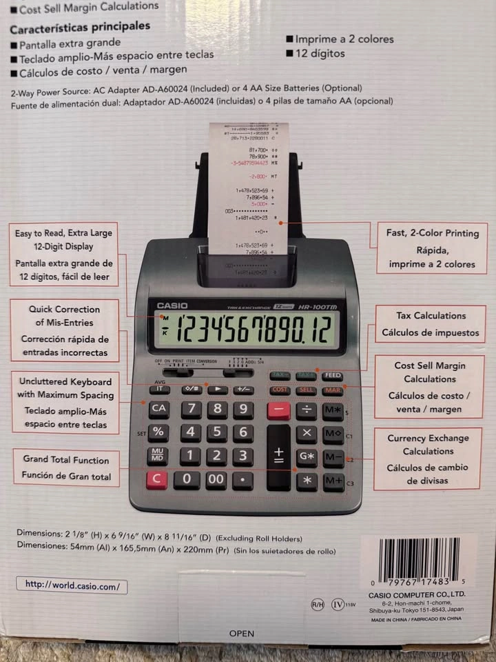 Brand New CASIO HR-100TM Plus Printing Calculator 🧾🖨️ - photo 4