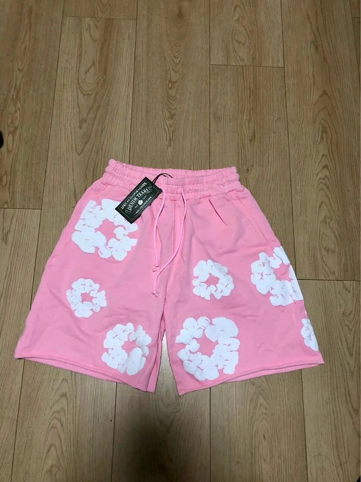 Denim tear shorts pink