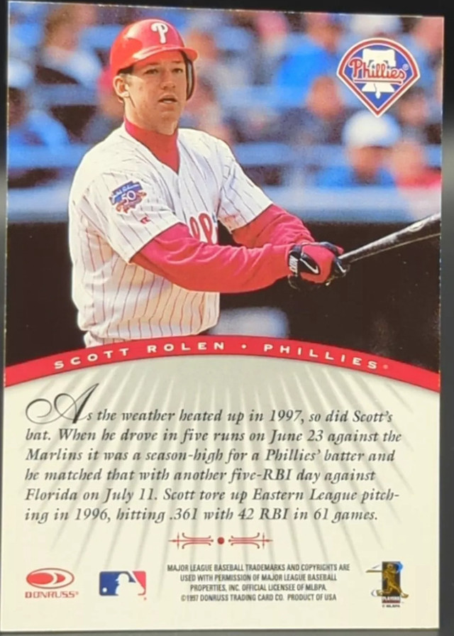 Scott Rolen 1997 Donruss Signature Series Baseball Card - photo 2