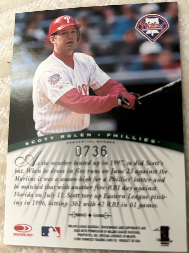Scott Rolen 1997 Donruss Signature Series Card Green Var - photo 2