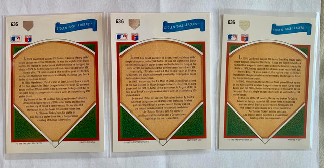 Rickey Henderson Error Cards - photo 2