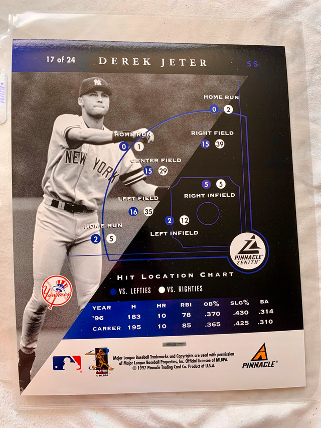 Derek Jeter 2 Pinnacle Zenith (8x10) Picture Cards - photo 4