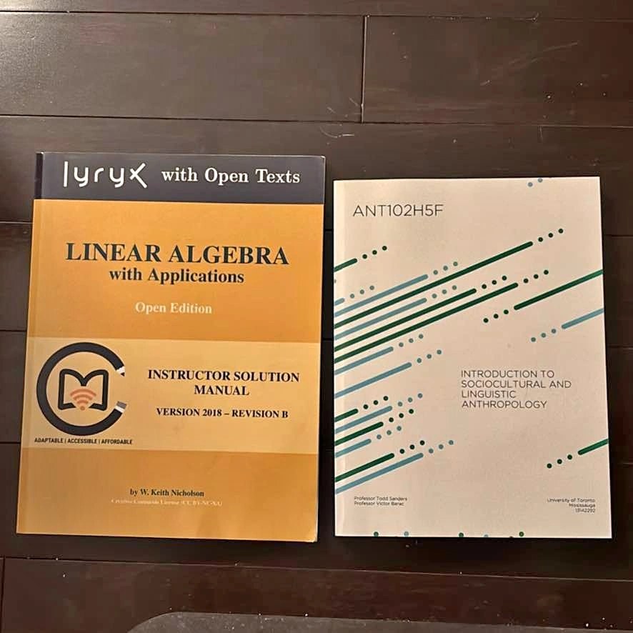 Calculus, Linear Algebra, and Anthropology Textbooks
