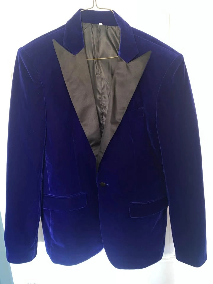 *NEGOTIABLE* Mens Velvet Royal Blue Prom Jacket Suit