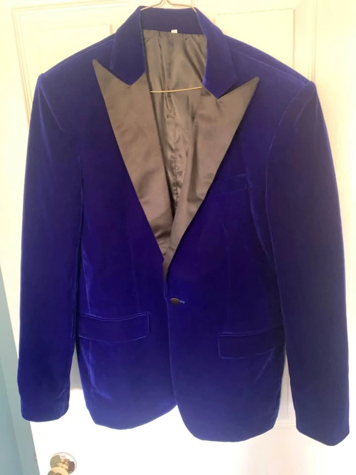 *NEGOTIABLE* Mens Velvet Royal Blue Prom Jacket Suit - photo 2