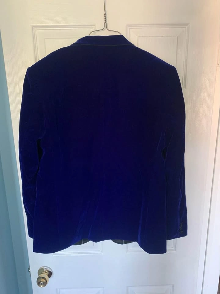*NEGOTIABLE* Mens Velvet Royal Blue Prom Jacket Suit - photo 3