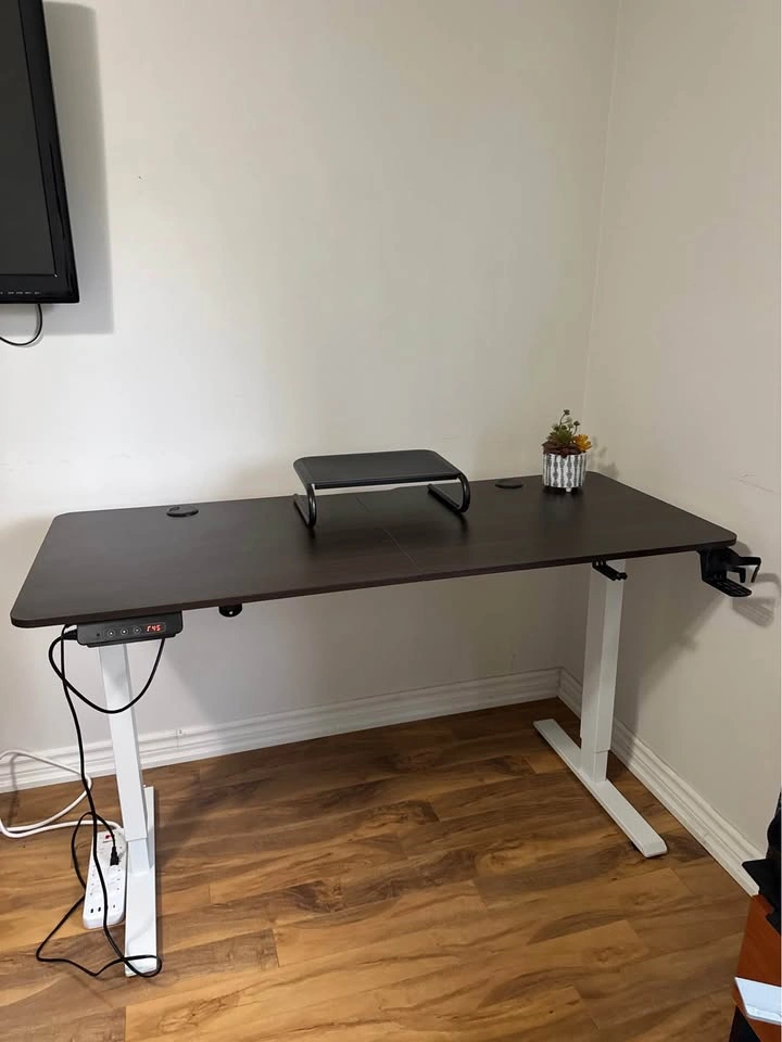 Electric Standing Desk with Dark Wood Top - photo 2