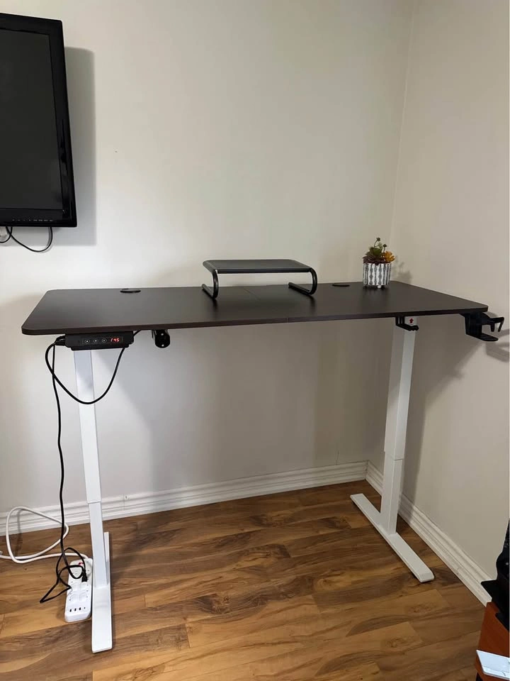 Electric Standing Desk with Dark Wood Top - photo 3