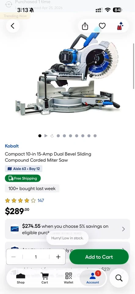 Kobalt 10” Dual Bevel Sliding Miter Saw w/ Shadow Light – Never - photo 4