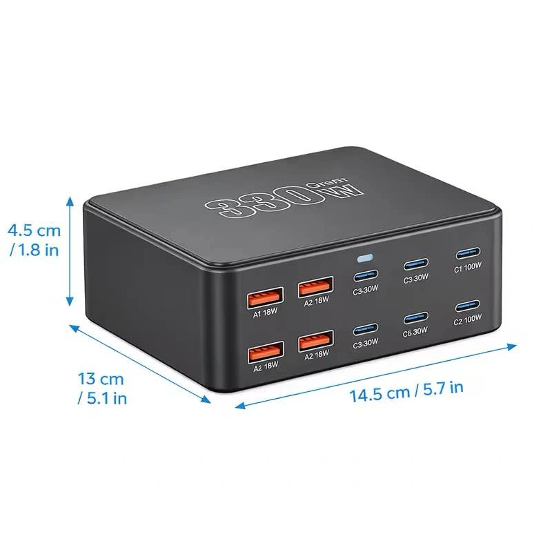 330W 10-Port USB-C Charging Station - Fast Charger Hub - photo 4