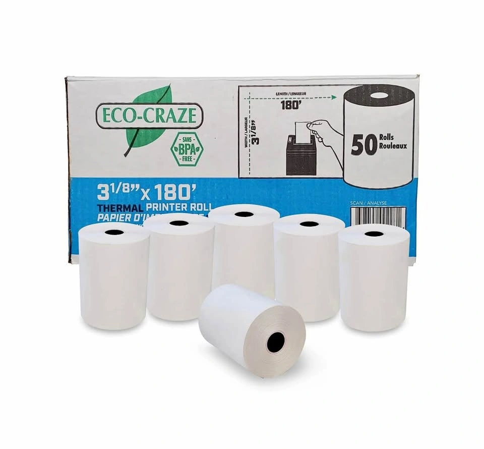 Thermal Receipt Paper Rolls 3 1/8" x 180' - 50 Rolls/Box