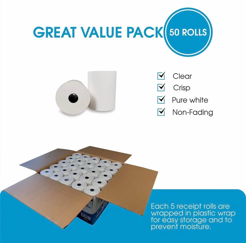 Thermal Receipt Paper Rolls 3 1/8" x 180' - 50 Rolls/Box - photo 3