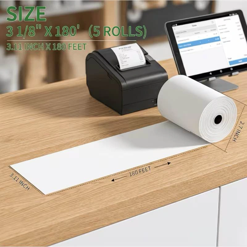 5 Rolls Thermal Paper Receipt Rolls - 3 1/8" x 180' BPA Free - photo 4