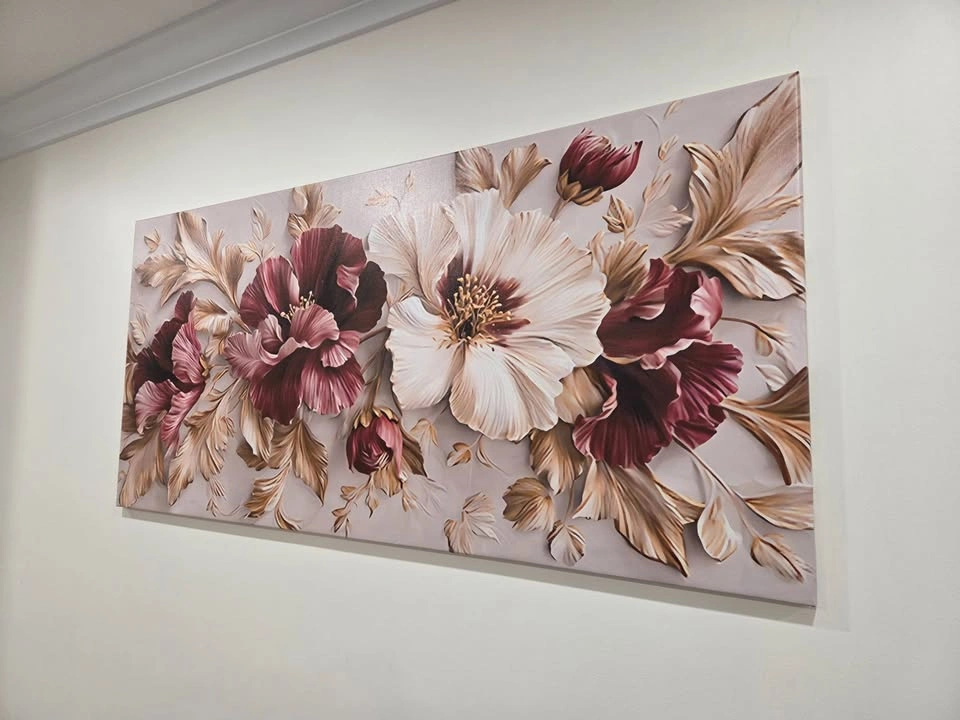 Burgundy Floral Art - Premium Stretched Canvas - photo 2