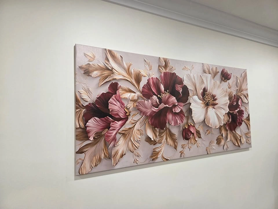 Burgundy Floral Art - Premium Stretched Canvas - photo 3
