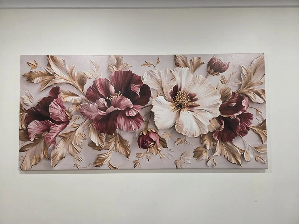 Burgundy Floral Art - Premium Stretched Canvas - photo 4