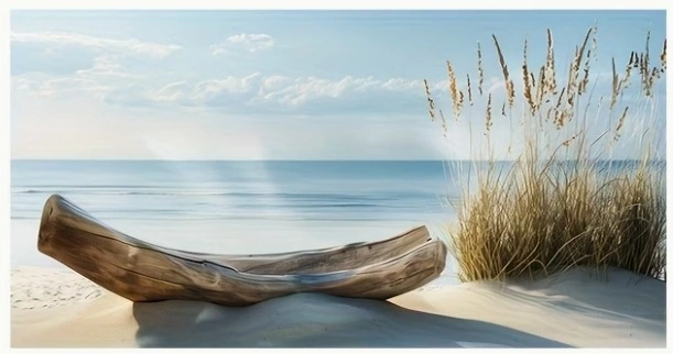 Massive 75" Coastal Driftwood & Ocean View Wall Art - Japandi St - photo 2