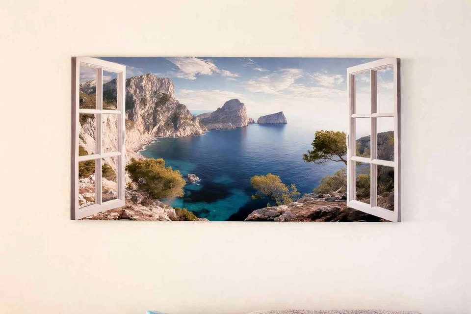 Wall art- Open Window to a Coastal view- 52 by 24 inches