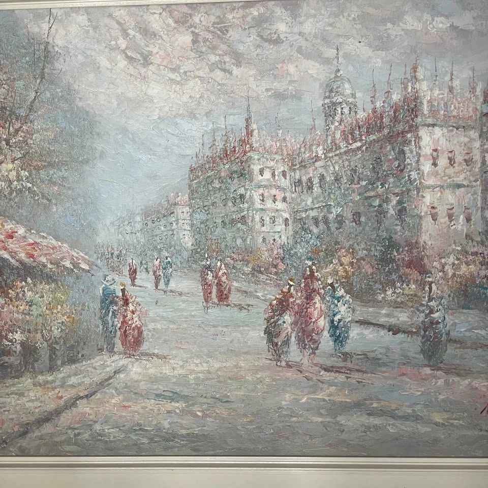 Large vintage oil painting - photo 2