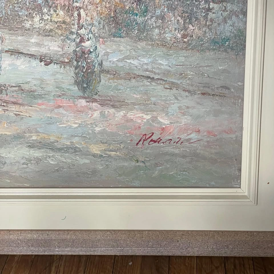 Large vintage oil painting - photo 3