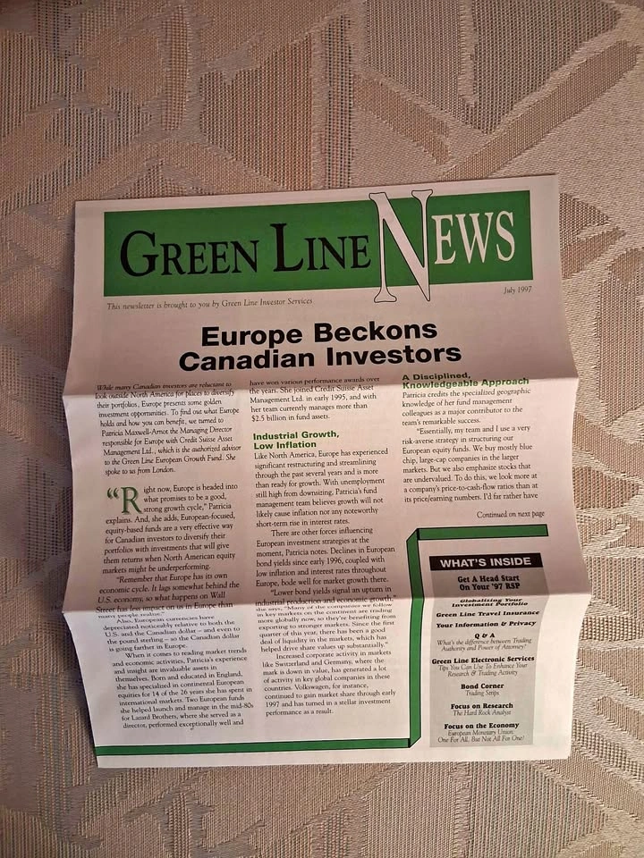 Vintage July 1997 Green Line News Newsletter - TD Investor Servi