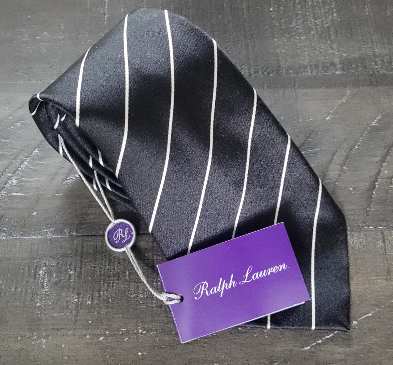 NWT Purple Label Ralph Lauren Tie Black Italy Silk Handmade - photo 3