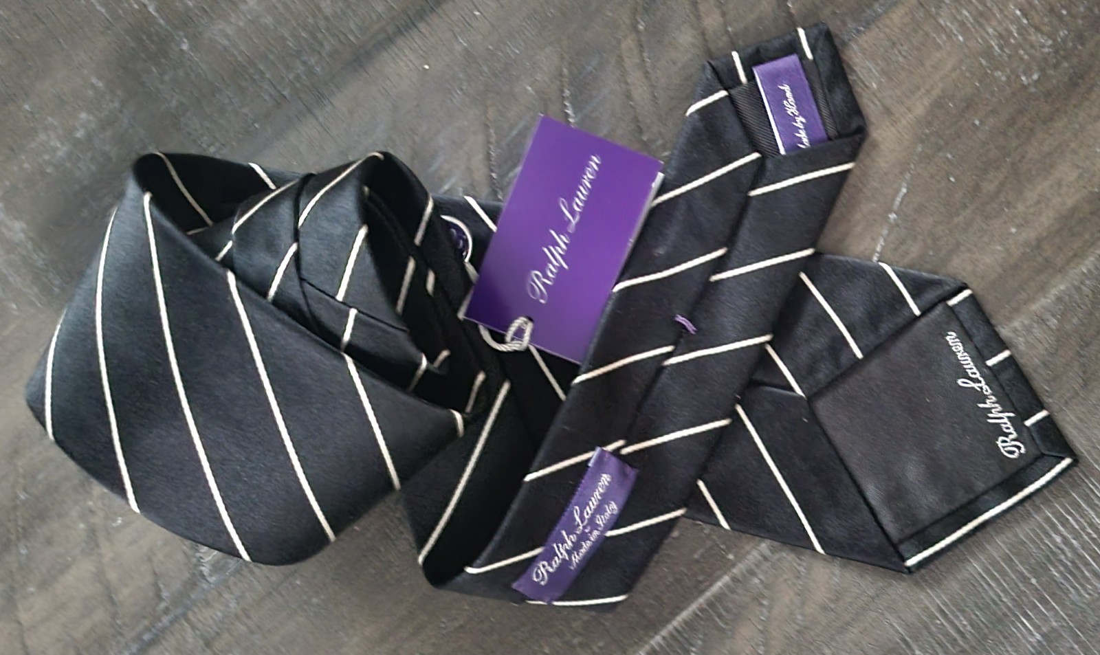NWT Purple Label Ralph Lauren Tie Black Italy Silk Handmade - photo 4