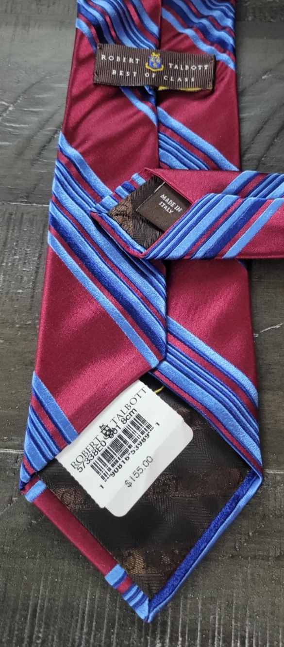 NWT Robert Talbott Best Of Class Tie 100% Silk Burgundy Blue Wov - photo 4