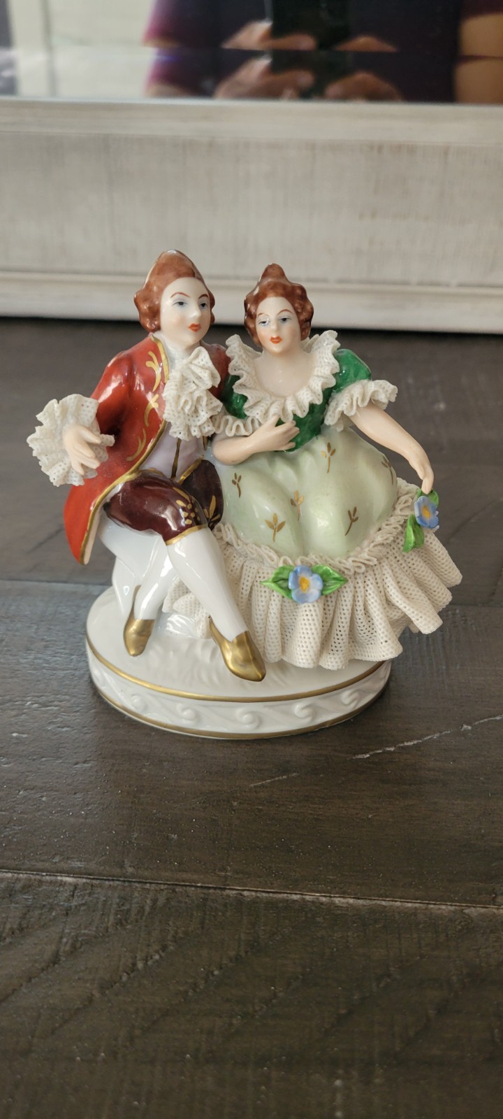 Vintage German Porcelain Courting Couple Figurine - Dresden