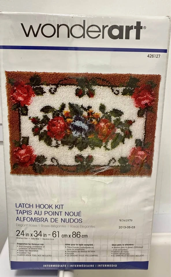 Wonderart Latch Hook Kits - Elegant Roses & Country Cottages